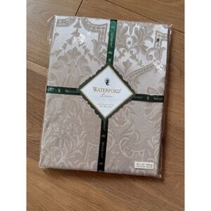 NEW Waterford Linens Banbridge Tablecloth 68x84 Oblong Damask Champagne VINTAGE